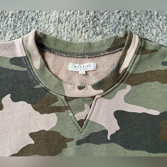 Madewell Miles Green Camo Crew Neck Sweatshirt Sz Small - Picture 5 of 9
